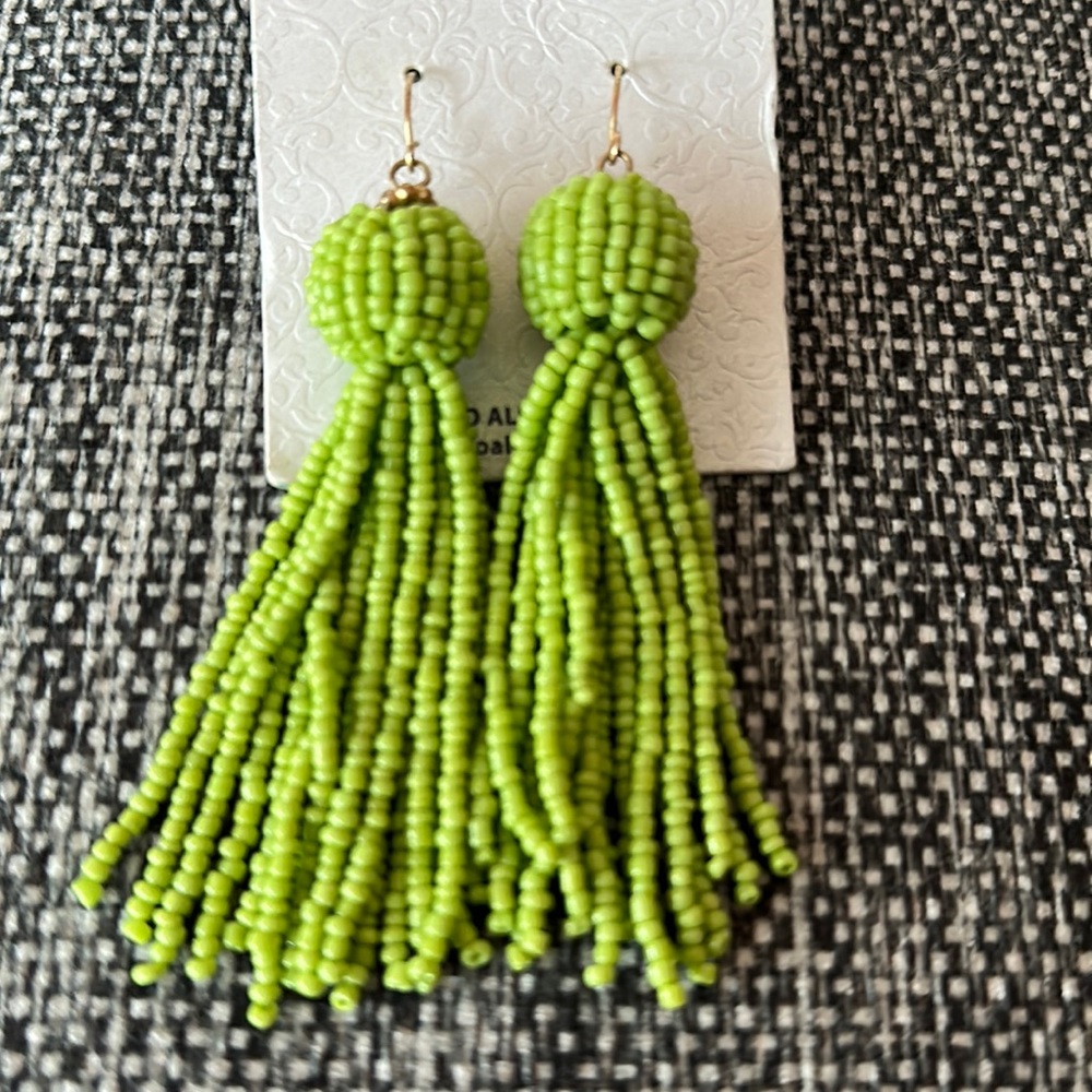Green tassel earrings